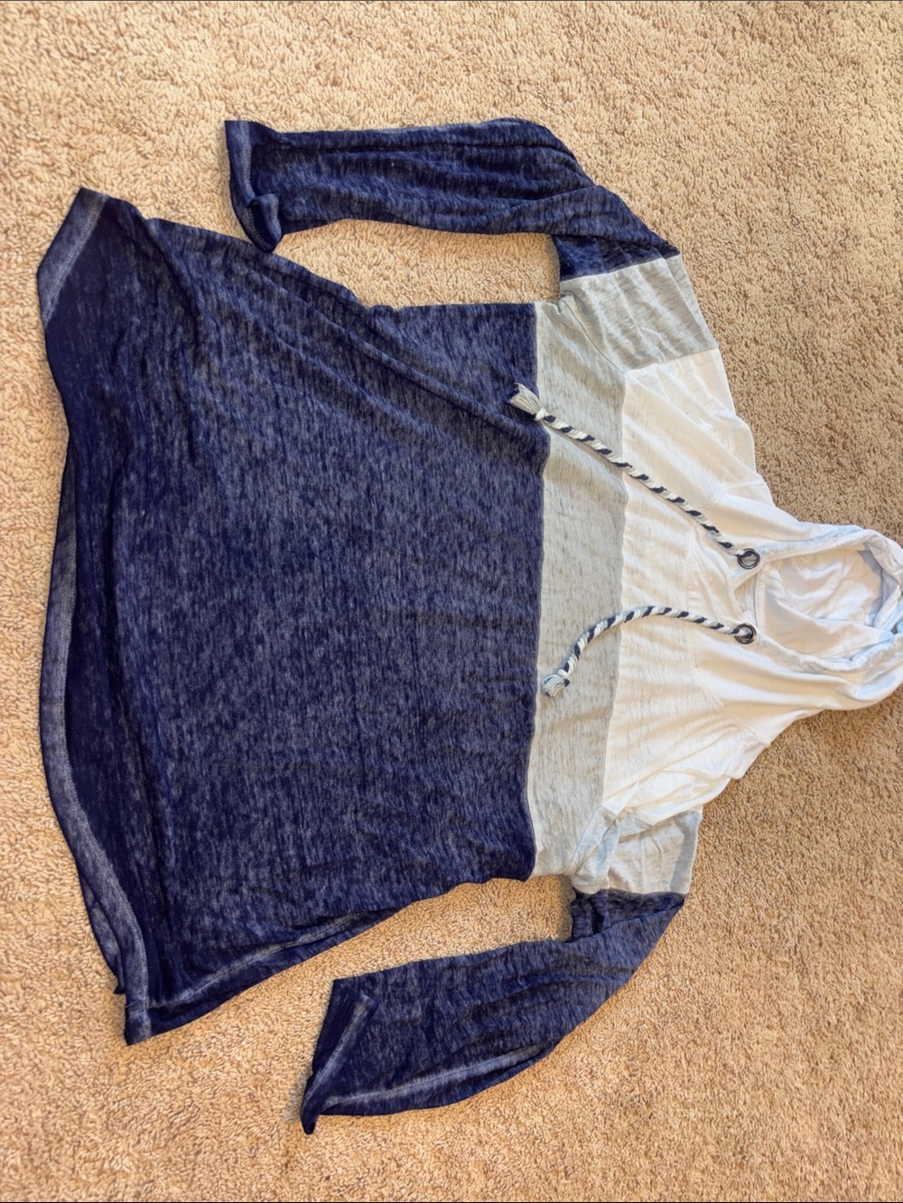 Maurices Navy Blue, Light Gray & White Colorblock Hoodie